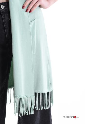 Chaqueta de punto sin mangas largo con bolsillos con flecos - ph 4