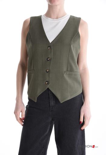 Colete com botões gola V com forro - ph 1