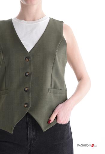 Colete com botões gola V com forro - ph 4