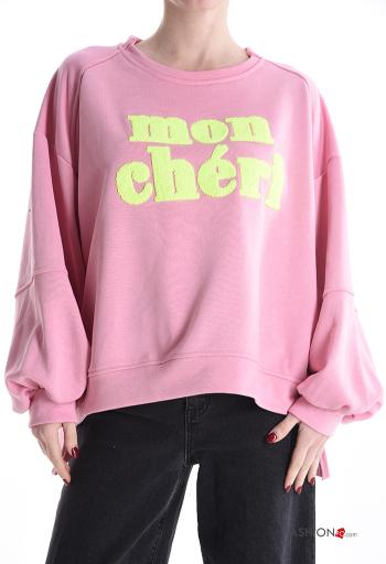 Sweatshirt en Coton manches longues col rond Imprimé écrit