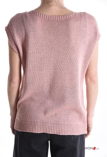 Printed lurex sleeveless Cotton Sweater with v-neck - ph 2