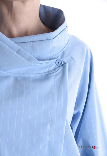 Blusa in Cotone maniche lunghe Fantasia righe a collo alto con bottoni - ph 4