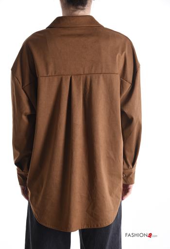 Camicia con colletto camoscio maniche lunghe con bottoni - ph 2