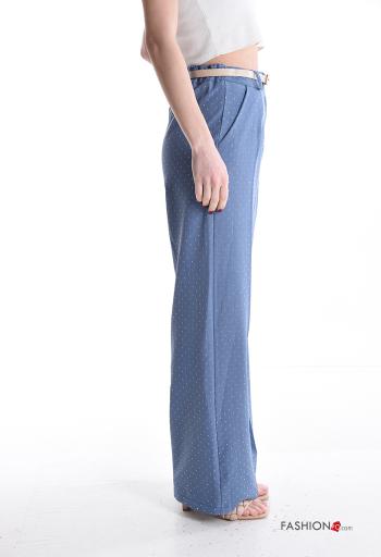Pantalon longue à boutons avec fermeture éclair avec clous avec poches avec ceinture - ph 3