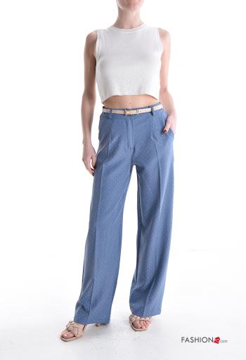 Pantalon longue à boutons avec fermeture éclair avec clous avec poches avec ceinture - ph 5