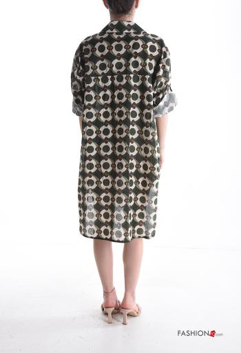 Camicia in Cotone lungo con colletto Fantasia geometrica con bottoni maniche a tre quarti - ph 2