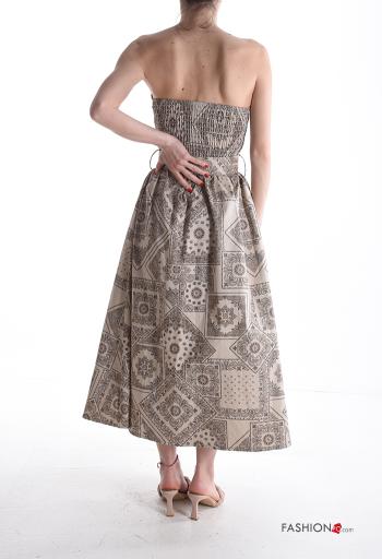Abito in Cotone senza maniche Fantasia paisley con elastico con cintura con tasche - ph 2