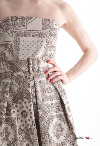 Abito in Cotone senza maniche Fantasia paisley con elastico con cintura con tasche - ph 4