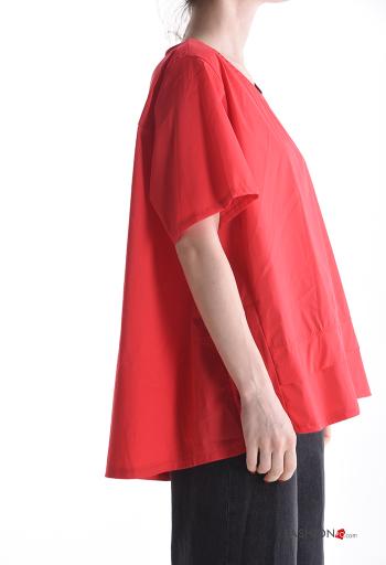Blusa in Cotone maniche corte girocollo - ph 3