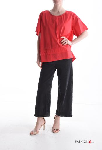 Blusa in Cotone maniche corte girocollo - ph 5