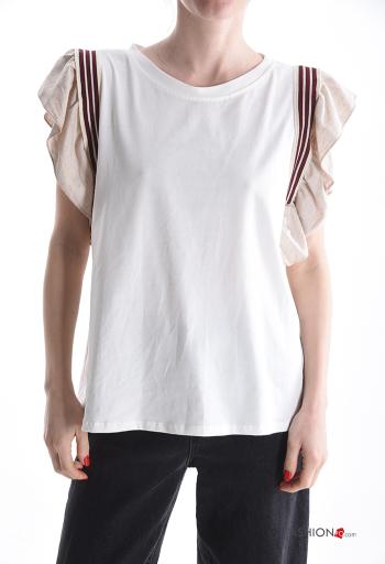 T-shirt in Cotone maniche volant maniche corte girocollo con balze - ph 1