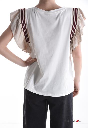 T-shirt in Cotone maniche volant maniche corte girocollo con balze - ph 2