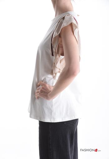 T-shirt in Cotone maniche volant maniche corte girocollo con balze - ph 3