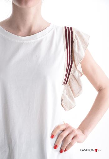 T-shirt in Cotone maniche volant maniche corte girocollo con balze - ph 4