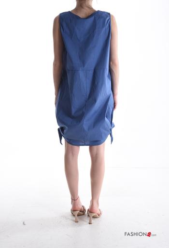 Vestido de Algodón sin mangas cuello redondo con bolsillos con lazo - ph 2