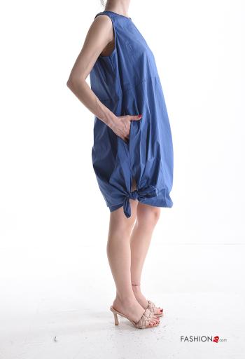Vestido de Algodón sin mangas cuello redondo con bolsillos con lazo - ph 4