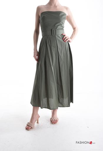 sleeveless backless Cotton Dress with belt with elastic