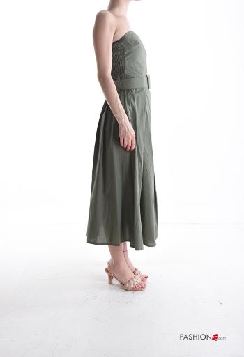 Abito in Cotone senza maniche scollato sulla schiena con cintura con elastico - ph 3