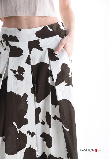Pantalone in Cotone wide leg Fantasia animalier con tasche con elastico - ph 4