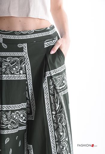 Pantalone in Cotone wide leg Fantasia stampata con tasche con elastico - ph 4