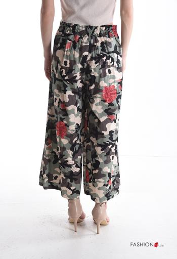 Pantalone in Cotone wide leg Fantasia mista con tasche con elastico - ph 2