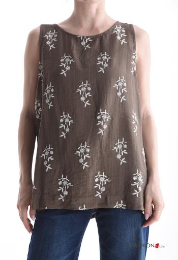 Top senza maniche girocollo Fantasia floreale - ph 1