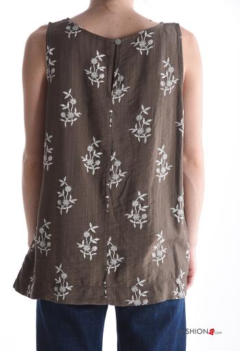 Top senza maniche girocollo Fantasia floreale - ph 2