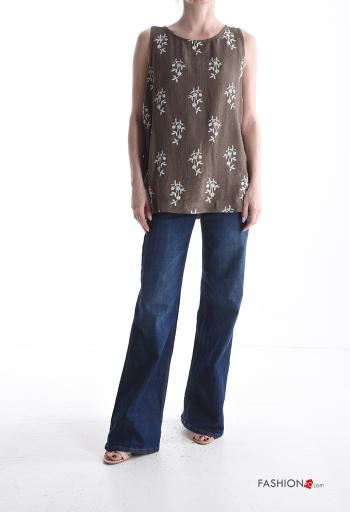 Top senza maniche girocollo Fantasia floreale - ph 5