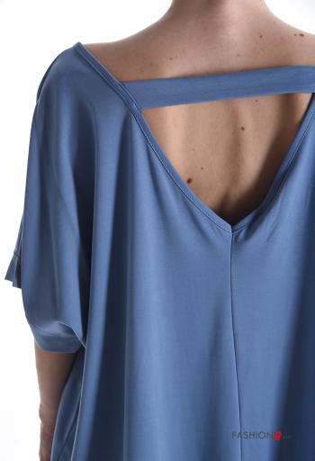 short sleeve backless oversized T-shirt with v-neck - ph 4