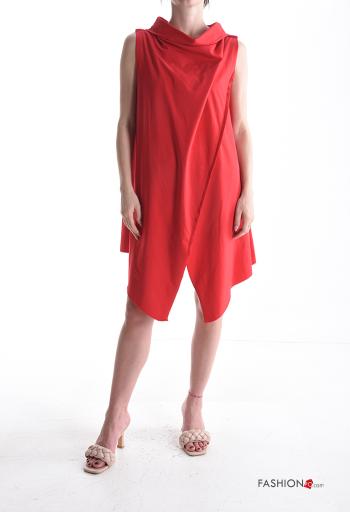 ärmellos asymmetrisch Kleid aus Baumwolle mit schlitz