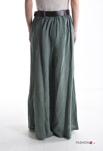 long Linen Trousers with belt with elastic with pockets - ph 2