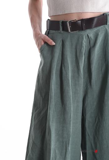 long Linen Trousers with belt with elastic with pockets - ph 4