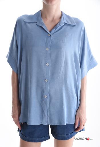 Blouse à collet à boutons manches à trois-quarts