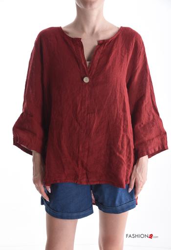 Blusa de Lino con botones manga tres cuartos - ph 1