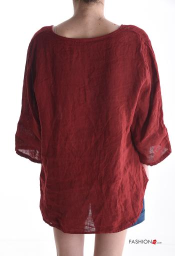Blusa de Lino con botones manga tres cuartos - ph 2