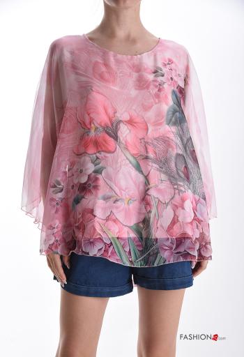 Floral long sleeve chiffon Top with lining