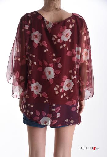 Top chiffon oversize ajustable manches longues à Imprimé Floral avec doublure - ph 2