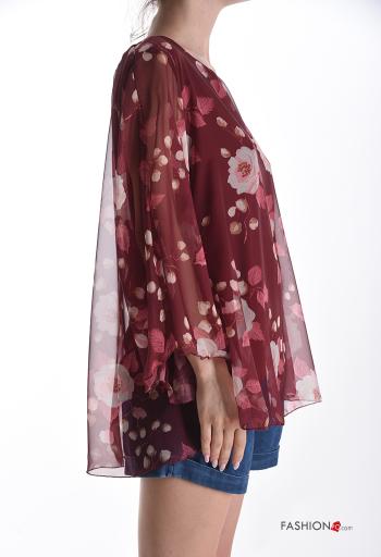 Top chiffon oversize ajustable manches longues à Imprimé Floral avec doublure - ph 3