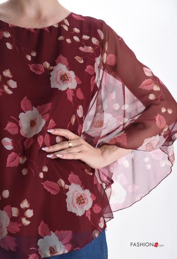 Top chiffon oversize ajustable manches longues à Imprimé Floral avec doublure - ph 4