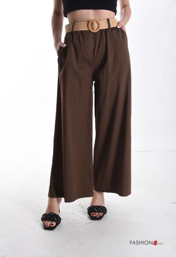 lange Hose aus Baumwolle mit Gürtel mit Taschen