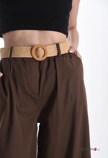 lange Hose aus Baumwolle mit Gürtel mit Taschen - ph 4
