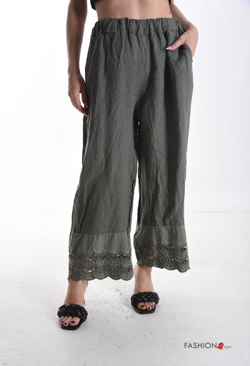 Pantalone in Lino con tasche con elastico