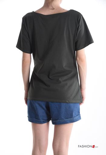 T-shirt in Cotone maniche corte girocollo con nodo - ph 2