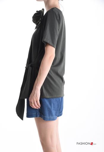 T-shirt in Cotone maniche corte girocollo con nodo - ph 3
