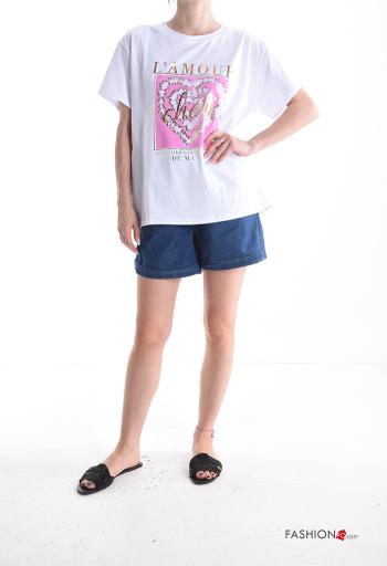T-shirt in Cotone maniche corte girocollo Fantasia stampata - ph 5