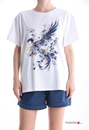 Patterned short sleeve crew neck Cotton T-shirt