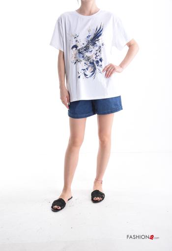 T-shirt in Cotone maniche corte girocollo Fantasia stampata - ph 5