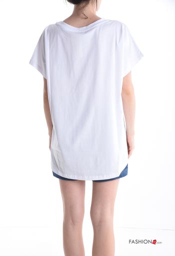 T-shirt de Algodón manga corta cuello redondo Diseño impreso - ph 2