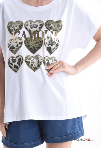 T-shirt de Algodón manga corta cuello redondo Diseño impreso - ph 4