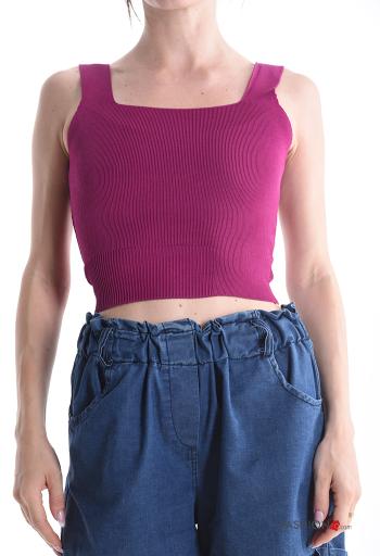 Ribbed mini sleeveless Top with elastic
